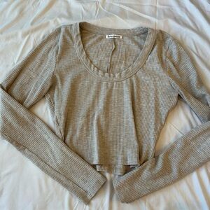 Reformation Gray Ribbed Women's Top | M